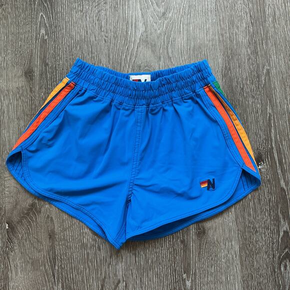 Aviator Nation Kids Rainbow Stripe Active Jogger Shorts Size 6 - Picture 1 of 6